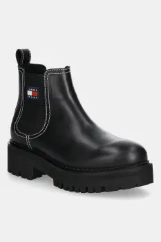 Tommy Jeans ghete chelsea de piele TJW URBAN CHELSEA BOOT culoarea negru, cu platforma, EN0EN02908 imagine