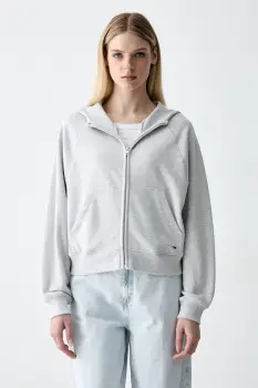 Tommy Jeans hanorac cu fermoar pentru femei, din bumbac imagine
