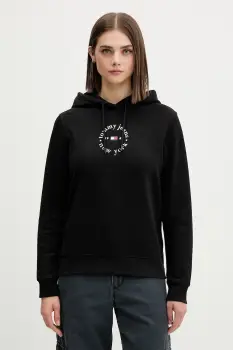 Tommy Jeans hanorac cu gluga pentru femei, cu bumbac imagine