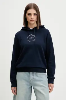 Tommy Jeans hanorac cu gluga pentru femei, cu bumbac imagine