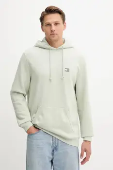 Tommy Jeans hanorac de bumbac barbati, culoarea bej, DM0DM20258 imagine