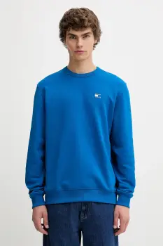 Tommy Jeans hanorac de bumbac barbati, culoarea bleumarin, cu imprimeu, DM0DM20660 imagine