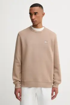 Tommy Jeans hanorac de bumbac barbati, culoarea maro, cu imprimeu, DM0DM20660 imagine