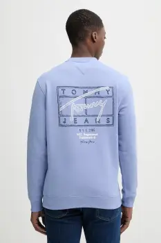 Tommy Jeans hanorac de bumbac cu imprimeu, DM0DM22366 imagine