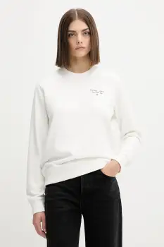 Tommy Jeans hanorac de bumbac culoarea alb, cu imprimeu, DW0DW21960 imagine