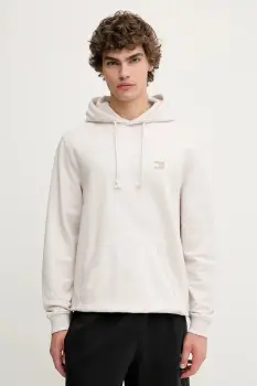 Tommy Jeans hanorac de bumbac culoarea bej, cu gluga, melanj, DM0DM21922 imagine