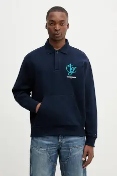 Tommy Jeans hanorac de bumbac culoarea bleumarin, melanj, DM0DM21800 imagine