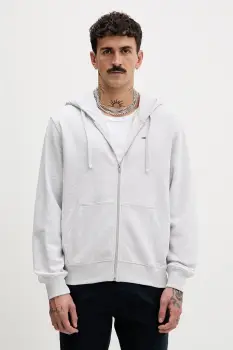 Tommy Jeans hanorac de bumbac culoarea gri, cu gluga, melanj, DM0DM21814 imagine