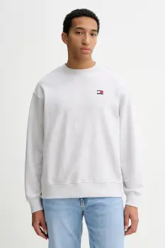 Tommy Jeans hanorac de bumbac culoarea gri, melanj, DN0DN00054 imagine