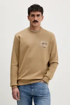 Tommy Jeans hanorac de bumbac culoarea maro, cu imprimeu, DM0DM22366 imagine