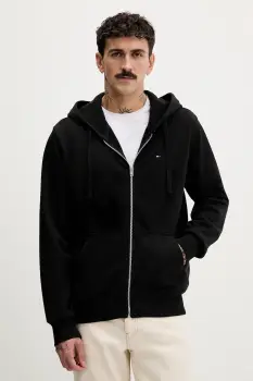 Tommy Jeans hanorac de bumbac culoarea negru, cu gluga, melanj, DM0DM21814 imagine