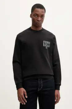 Tommy Jeans hanorac de bumbac culoarea negru, cu imprimeu, DM0DM22366 imagine