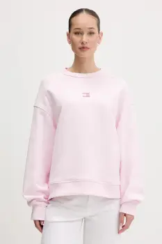 Tommy Jeans hanorac de bumbac culoarea negru, cu imprimeu, DW0DW17325 imagine