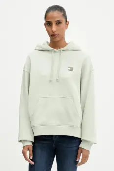 Tommy Jeans hanorac de bumbac culoarea roz, cu gluga, cu imprimeu, DW0DW19414 imagine