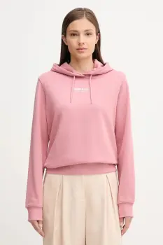 Tommy Jeans hanorac de bumbac culoarea roz, cu gluga, cu imprimeu, DW0DW20943 imagine