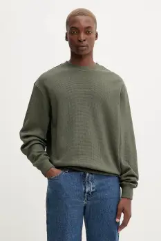 Tommy Jeans hanorac de bumbac culoarea verde, uni, DM0DM21622 imagine