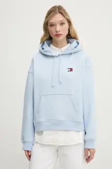 Tommy Jeans hanorac de bumbac femei, cu gluga, cu imprimeu, DW0DW19414 imagine