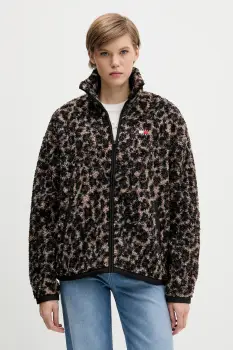 Tommy Jeans hanorac fleece culoarea maro, uni, DW0DW21596 imagine