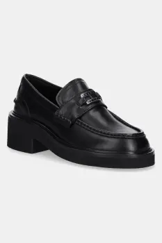 Tommy Jeans mocasini de piele TJW CHUNKY HEEL LOAFER culoarea negru, cu platforma, EN0EN02789 imagine