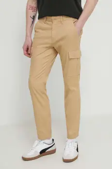 Tommy Jeans pantaloni barbati, culoarea bej, mulata imagine