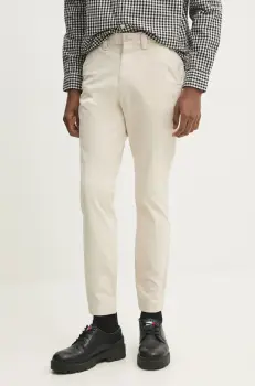 Tommy Jeans pantaloni barbati, culoarea bej, mulata, DM0DM20282 imagine