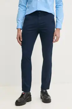 Tommy Jeans pantaloni barbati, culoarea bleumarin, mulata, DM0DM20282 imagine