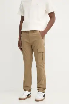 Tommy Jeans pantaloni barbati, culoarea verde, cu fason cargo, DM0DM20281 imagine