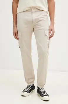 Tommy Jeans pantaloni de bumbac culoarea bej, cu fason cargo, DM0DM20284 imagine