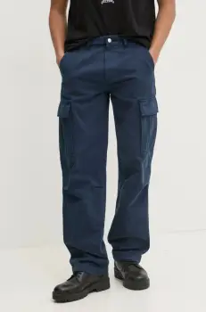 Tommy Jeans pantaloni de bumbac culoarea bleumarin, cu fason cargo, DM0DM20293 imagine