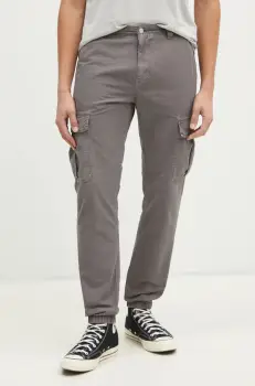 Tommy Jeans pantaloni de bumbac culoarea gri, cu fason cargo, DM0DM20284 imagine