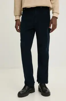 Tommy Jeans pantaloni de catifea cord culoarea albastru marin, drept, DM0DM20454 imagine