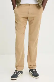 Tommy Jeans pantaloni de catifea cord culoarea bej, drept, DM0DM20450 imagine