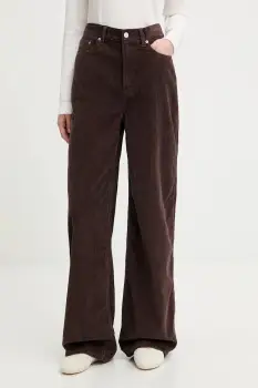 Tommy Jeans pantaloni de catifea cord culoarea maro, evazati, high waist, DW0DW21700 imagine