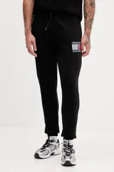 Tommy Jeans pantaloni de trening din bumbac culoarea negru, cu imprimeu, DM0DM22094 imagine