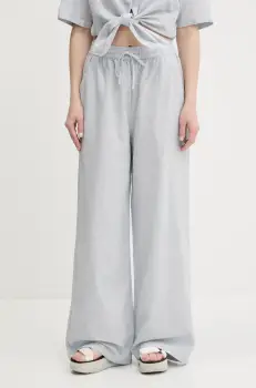 Tommy Jeans pantaloni din amestec de in femei, lat, high waist, DW0DW20352 imagine