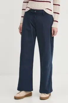 Tommy Jeans pantaloni femei, culoarea albastru marin, lat, medium waist, DW0DW20181 imagine