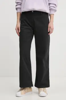 Tommy Jeans pantaloni femei, culoarea negru, lat, medium waist, DW0DW20181 imagine