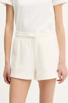 Tommy Jeans pantaloni scurti din bumbac culoarea bej, uni, high waist, DW0DW20353 imagine