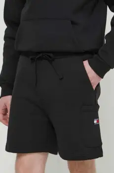 Tommy Jeans pantaloni scurti din bumbac culoarea negru imagine