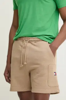 Tommy Jeans pantaloni scurti din bumbac culoarea verde imagine