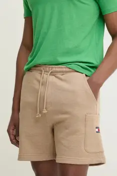 Tommy Jeans pantaloni scurti din bumbac culoarea verde imagine