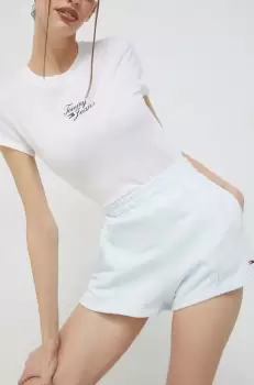 Tommy Jeans pantaloni scurti din bumbac neted, high waist imagine