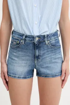 Tommy Jeans pantaloni scurti din denim uni, medium waist, DW0DW20090 imagine