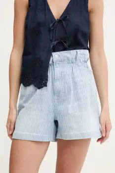 Tommy Jeans pantaloni scurti jeans cu imprimeu, high waist, DW0DW20085 imagine