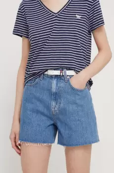 Tommy Jeans pantaloni scurti jeans femei, neted, high waist imagine