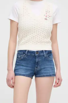 Tommy Jeans pantaloni scurti jeans femei, neted, medium waist imagine