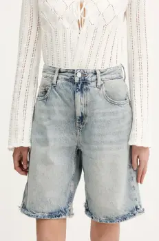 Tommy Jeans pantaloni scurti jeans uni, high waist, DW0DW20086 imagine