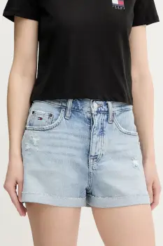 Tommy Jeans pantaloni scurti jeans uni, high waist, DW0DW21055 imagine