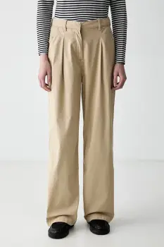 Tommy Jeans pantaloni wide leg pentru femei cu bumbac imagine