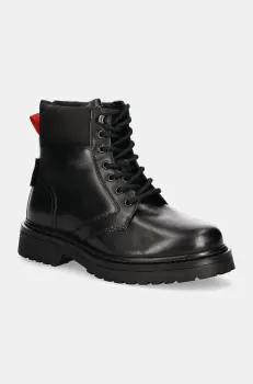 Tommy Jeans pantofi inalti TJM LACE UP BOOT barbati, culoarea negru, EM0EM01446 imagine